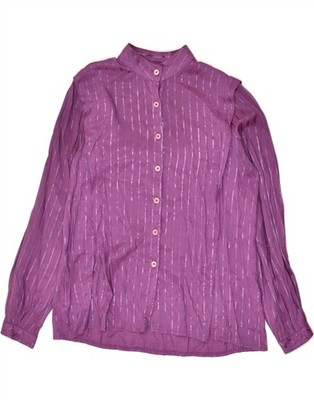 VINTAGE Womens Shirt EU 38 Medium Purple Striped Polyester BM53