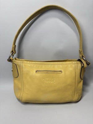 Vintage Fossil Yellow Leather Women s Shoulder Bag Purse Long Live Vintage
