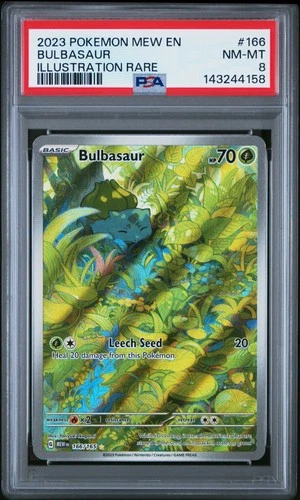 2023 POKEMON MEW EN-151 ILLUSTRATION RARE #166 BULBASAUR PSA 8
