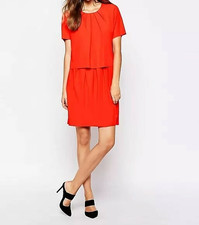 Y.A.S Orange Double Layer Shift Short Sleeve Dress - Size XL (14/16) - NEW