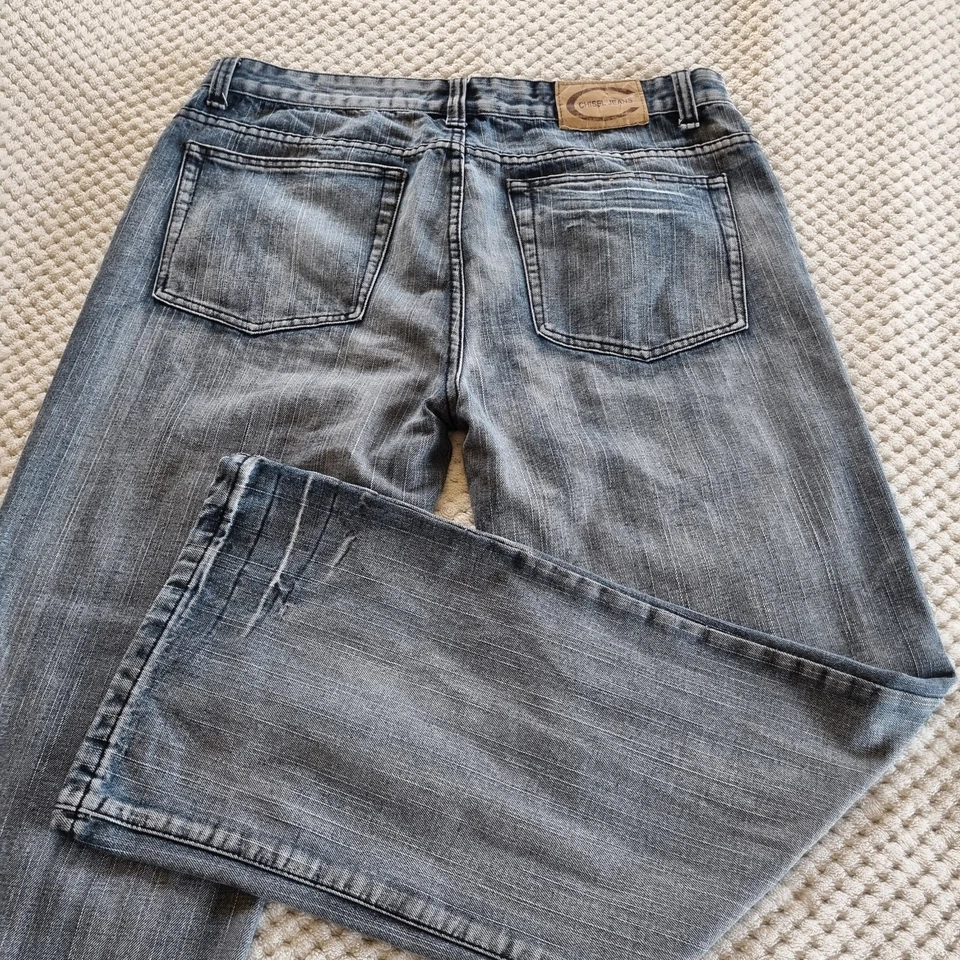 Y2k Chisel Jeans Mens 38 Blue Denim Acid Wash Mid Straight Wide Button Up - image 4 of 4