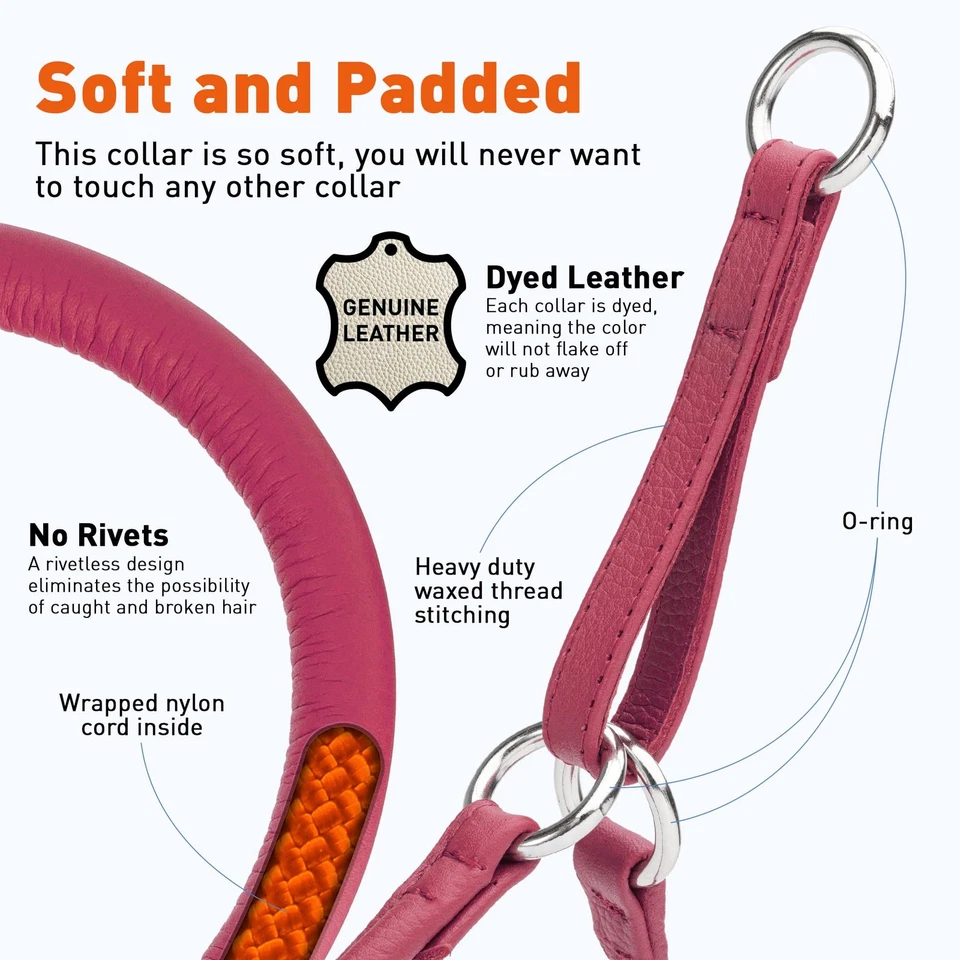 Collar Martingala Cuero Enrollado - Collar Gargantilla Suave para Perros Pequeños, Medianos a... Foto 2 de 4