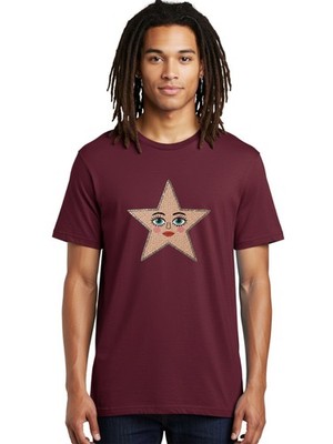 Star-Face-1 Mens Graphic Tee, 100% Cotton, Casual Summer Wear