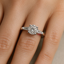 14k White Gold Diamond Ring For Women Lab Grown Round 1.48 Carat IGI Certified