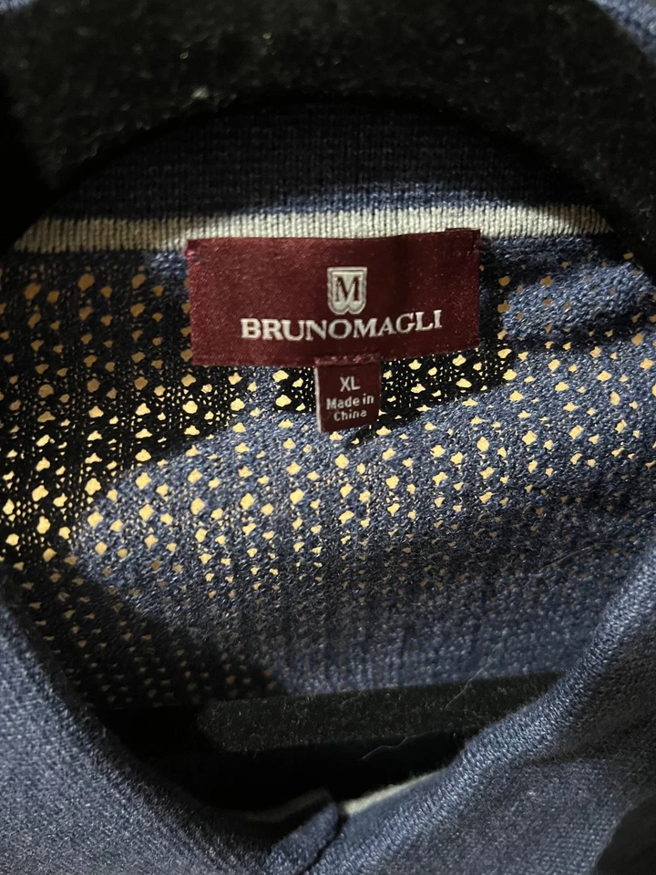 Polo Bruno Magli azul para hombre XL, nuevo con etiquetas Foto 4 de 4