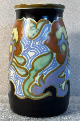 Royal Goedewaagen Distel Holland Gouda Ceramic Pottery Vase 5-3/4"  Signed