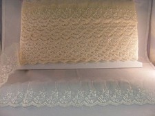Embroidered Organza Lace Cream 55mm wide - 10 mts