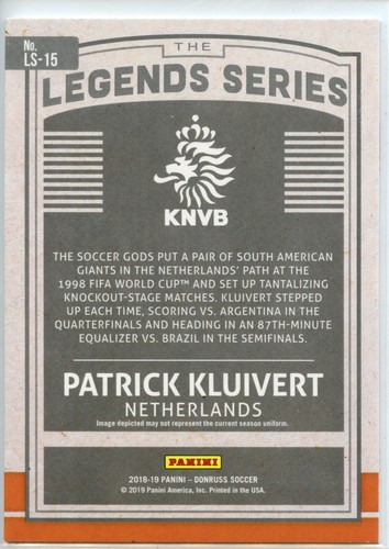 2018-19 Donruss Soccer Legends Serie #LS-15 Patrick Kluivert - Niederlande Menge - Bild 2 von 2