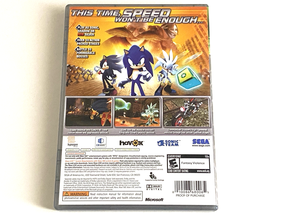 Sonic the Hedgehog 2006 06 Xbox 360 Game Shadow Adventure Platinum