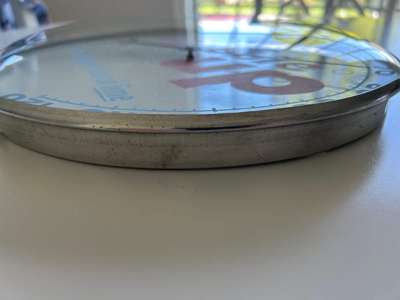 Vintage Bubble Up Round Glass Thermometer Pam Clock Co. New Rochelle NY