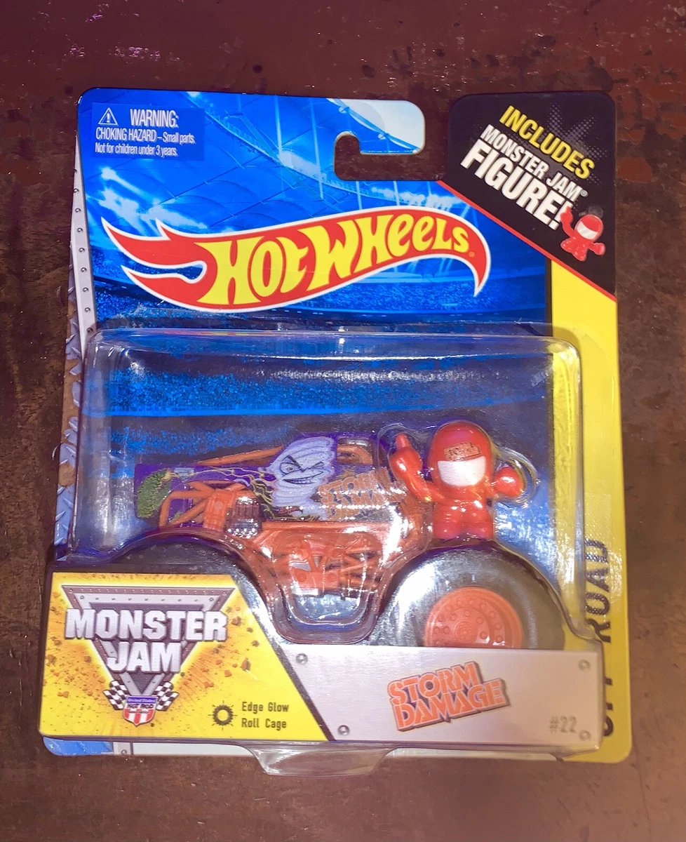 2013 HOT WHEELS MONSTER JAM STORM DAMAGE MONSTER TRUCK WITH FIGURE