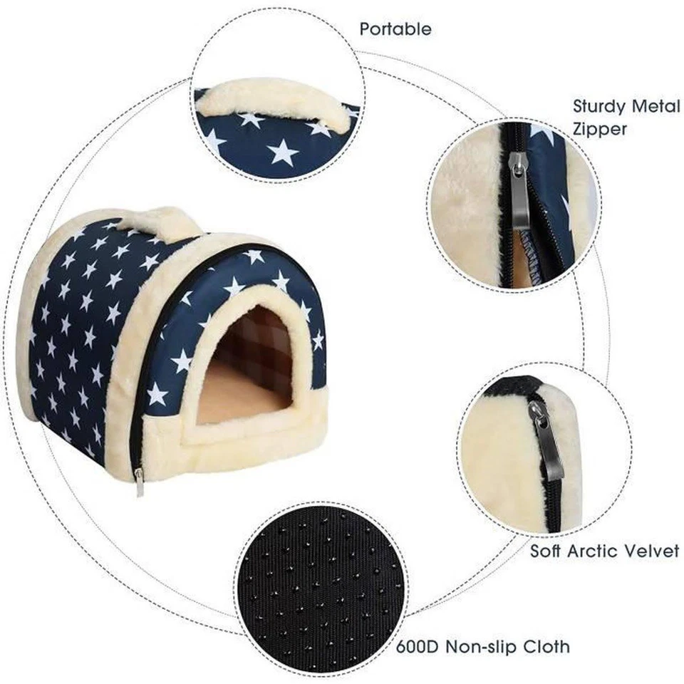 Pet Dog House Kennel Soft Igloo Beds Cave Cat Puppy Bed Doggy Warm Cushion Fold - image 3 of 4