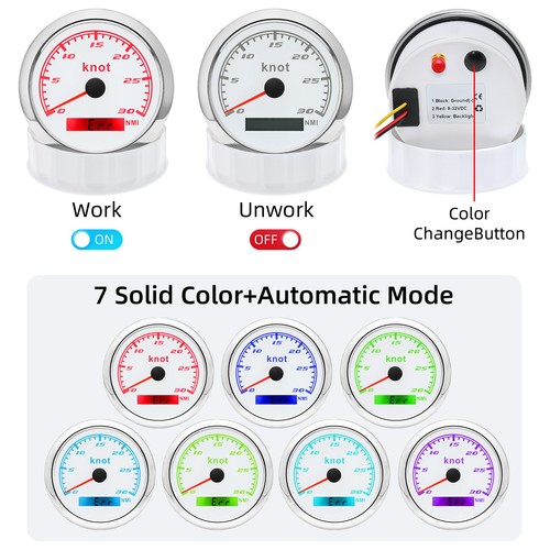 85mm Boat GPS Speedometer 0-30Knots Odometer Gauge 7 Colors LED for Car Truck - Picture 3 of 16