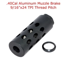 Aluminum  9/16x24 TPI Muzzle Brake Compensator  for .40Cal with crush washer