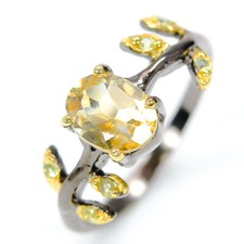 Handmade Jewelry Gift Natural Citrine Silver Ring 925 Sterling / RVS304