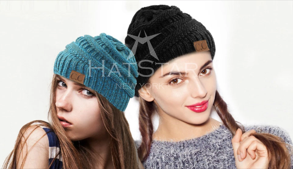 Nuevo gorro CC C.C tejido holgado grueso gorra sombrero unisex color liso Foto 2 de 2