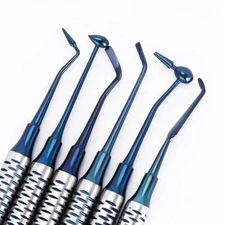 6 Pcs Dental Composite Filling Instrument Blue Titanium Coated Restorative Kit