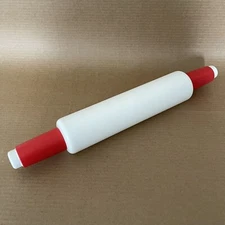 Tupperware Fill N Chill Large Classic Plastic Rolling Pin 18'' Red Handles #9496