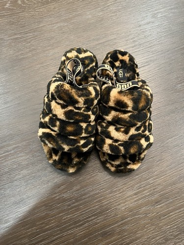 Size 9 - UGG FLUFF YEAH SLIDE PANTHER SLINGBACK SLIPPERS