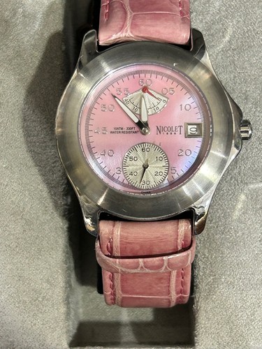 Nicolet 1886 Wrist Watch Automatic Battery RARE Water Resistant 10atm Sapphire - Picture 2 of 4