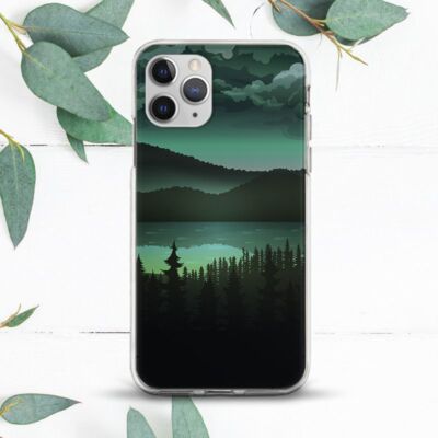 Abstract Green Mountains Forest Lake Case For iPhone X SE 11 12 13 14 15 Pro Max