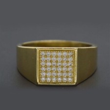 Men's Cluster Ring For Wedding Round Natural Diamond Certify 14k Yellow Gold