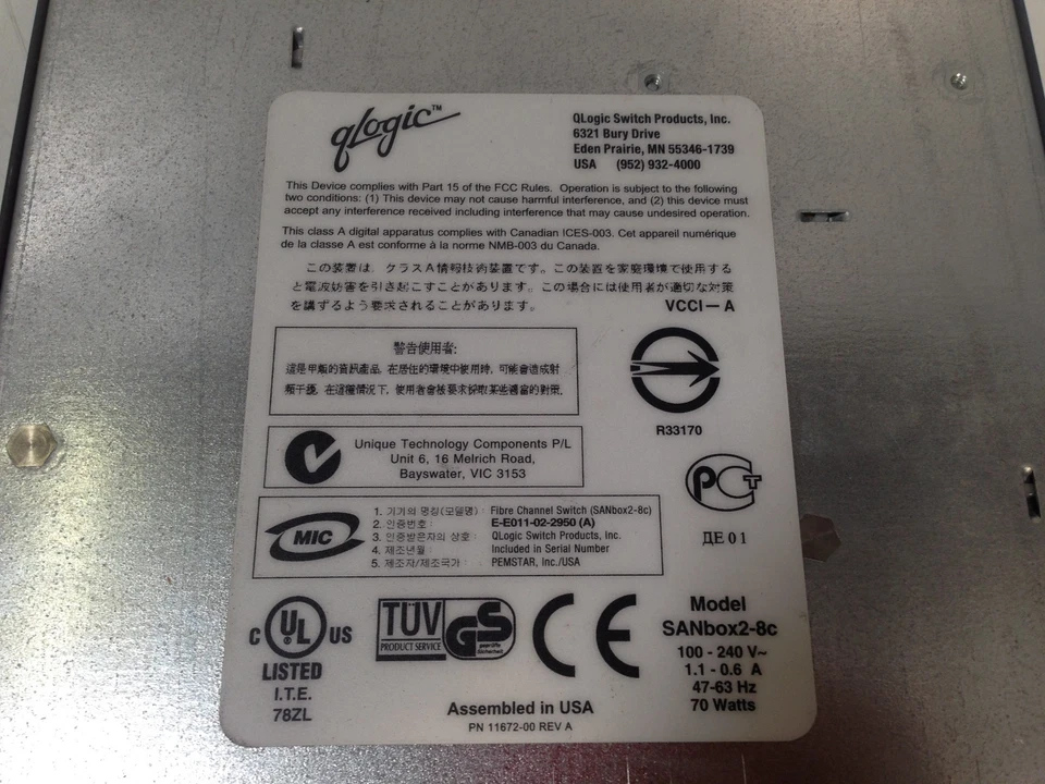 Qlogic SANbox2-8c SB2B-08A K 8 Port Fibre Switch W/ SFP Modules - Image 3 of 4