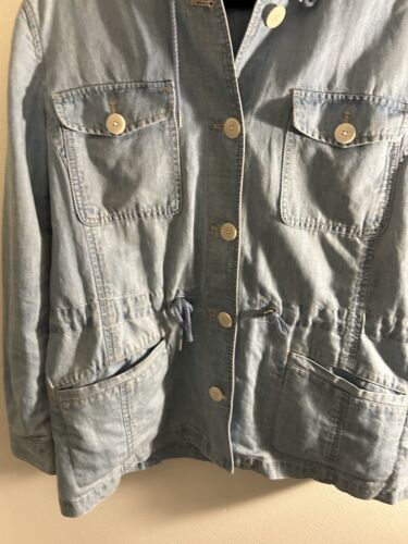 Talbots blaue leichte Denim Jeansjacke Stretchbund definierende Taschen Gr. XL - Bild 4 von 11
