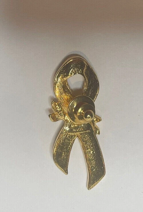 Prendedor de cinta rosa vintage Avon - Broche de joyería de oro rosa con conciencia sobre el cáncer de mama Foto 4 de 4