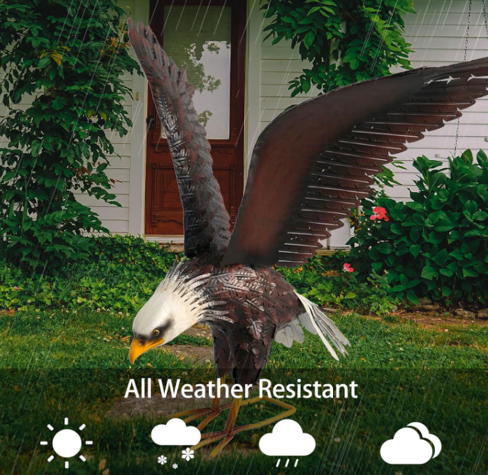 Garden Sculpture & Statue, Bald Eagle Large Outdoor Statues Metal Yard