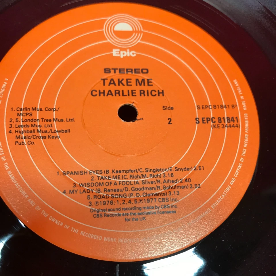 CHARLIE RICH Take Me 1976 UK vinyl LP fSpanish Eyes Where Do We Go From Here - Image 4 of 4