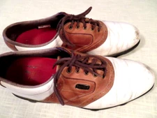 FootJoy DryJoys Tour 53699 White Brown Saddle Leather  US Men's 12 M-Golf Shoes