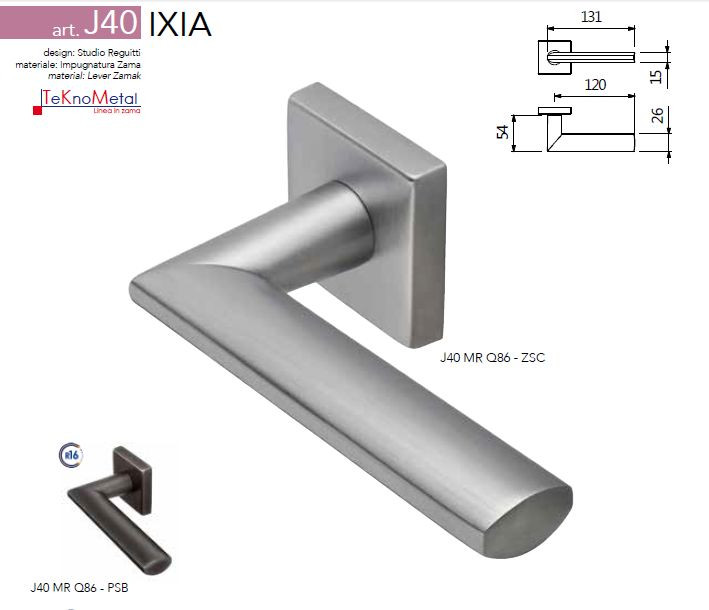 Maniglia con Rosetta Reguitti Art. J40 Ixia Cromo Satinato J40mrq86