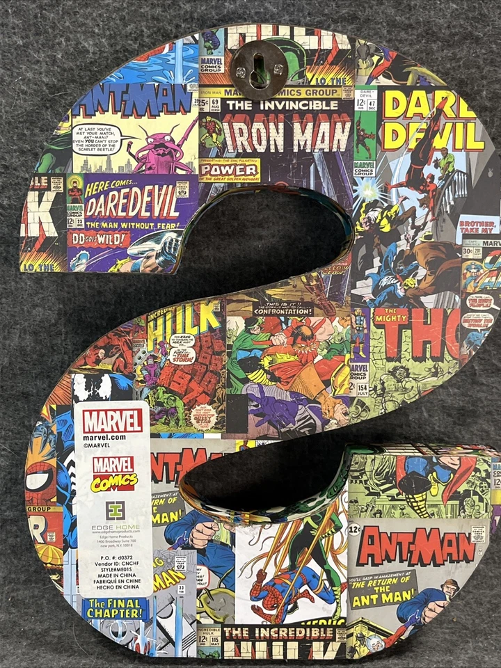 Marvel Retro Cómic Madera Letra "S" Borde Hogar Colgante Pared 10” Foto 4 de 4