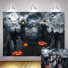 Halloween Blackout Scary Grave Backdrop Horror Nights Pumpkin Background Props