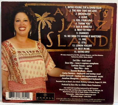 Zoe Ellis Live at Anna's Jazz Island (CD 2007 Digipak) *Rare* *Very Good*