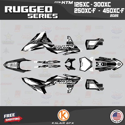 Graphics Kit for KTM 2-Stroke 125XC 250XC 300XC (2025) Rugged - WHITE