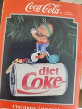 1992 Christmas Trimmin' Diet Coke Bear Enesco Coca-Cola Christmas Tree Ornament
