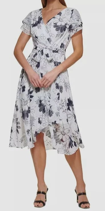 dkny white floral dress