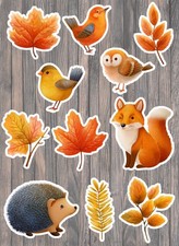Woodland Animals Die Cut Vinyl Stickers Set Scrapbooking Laptop Waterbottle