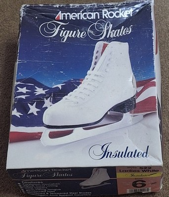 AMERICAN ROCKET FIGURE SKATES WOMENS SIZE 8 WHITE TRICOT LINED STYLE 522 ICE