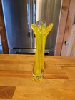 Original Vintage 1950s MURANO GLASS HAND BLOWN YELLOW TWISTED TULIP BUD VASE