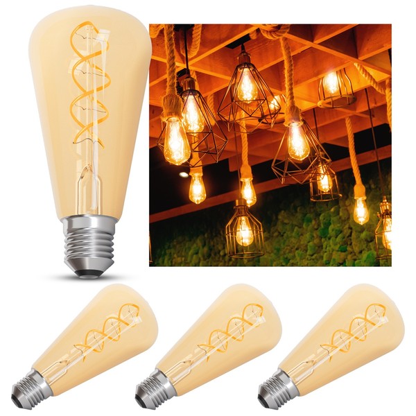 4X E27 Led Filament Leuchtmittel Extra Warmweiß 1700K Dimmbar Edison-Form 3,5W-image