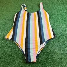 Kona Sol Striped One Piece Swimsuit Colorful Sleeveless Swimwear Womens XL