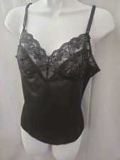 Vintage JC Penney Womens Black Camisole Lace Top Size 34 USA