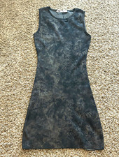 ZARA Gray Abstract Knit Sheath Knee Dress Sleeveless Round Neck Size S
