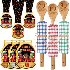 9 PCS Chili Cook Off Prizes, 1st 2nd 3rd Medals, Spoons, Towels, Trophies