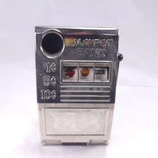 Vintage Mini Slot Machine Jackpot Coin Bank Reno Plastic Mfg. Co