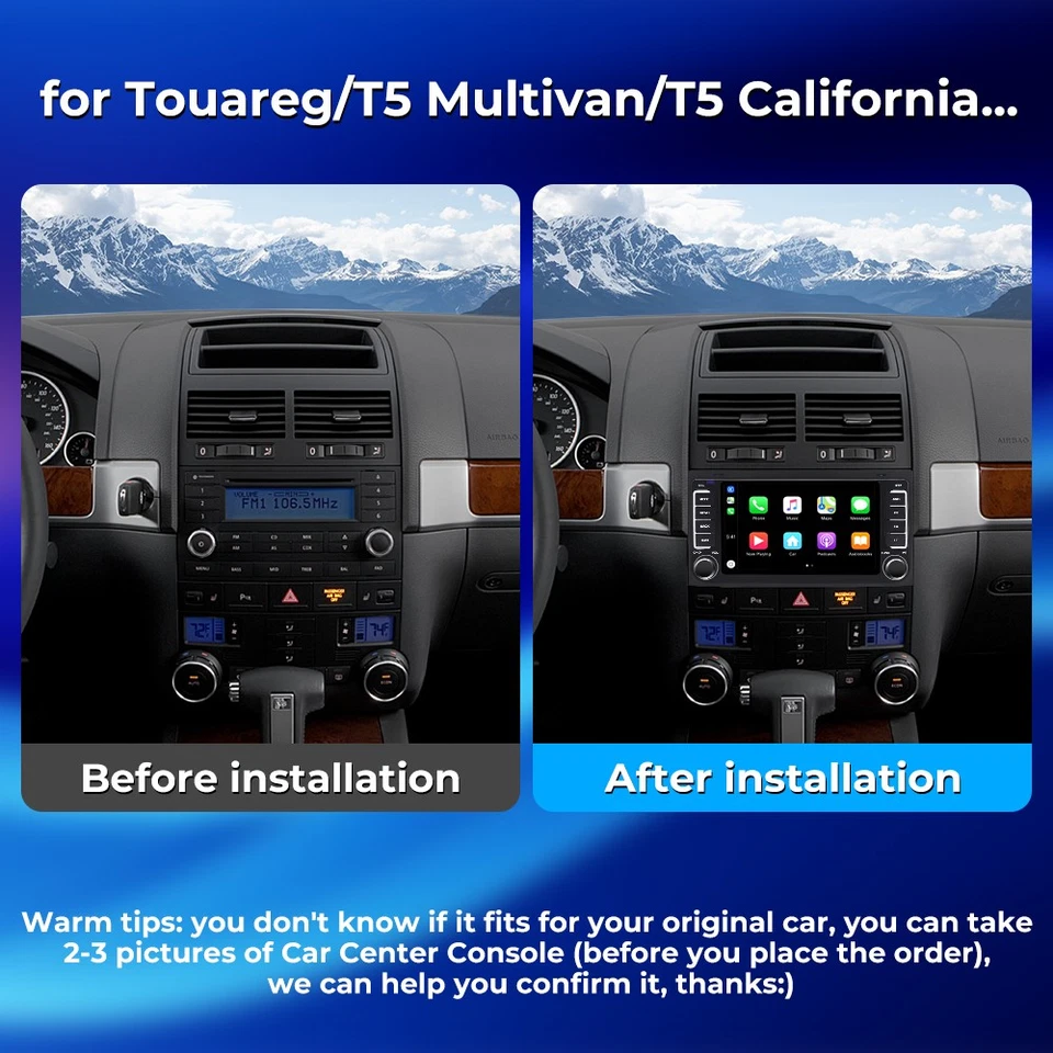 7" Autoradio CarPlay für VW Touareg T5 Multivan Video GPS Navi BT 8 Core 2+32G - Bild 2 von 4