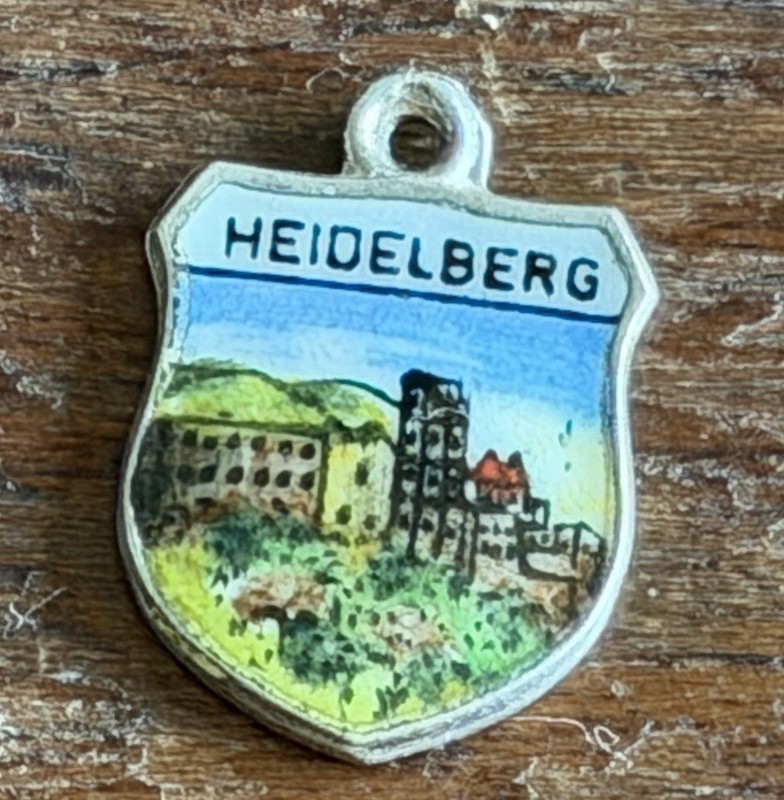 Vintage Heidelberg Germany 800 Silver Enamel Shield Souvenir Charm